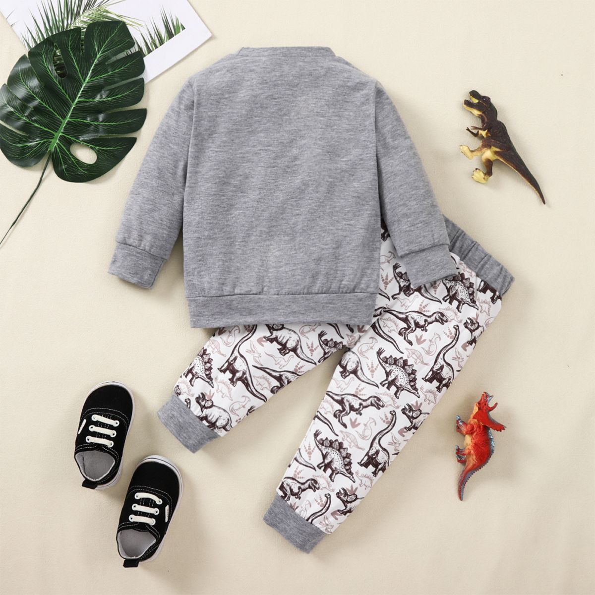 Kids Graphic Sweatshirt and Dinosaur Print Joggers Set - nailedmoms