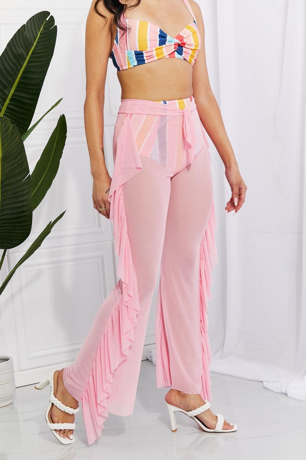 Marina West Swim Take Me To The Beach Mesh Ruffle Cover-Up Pants - nailedmoms