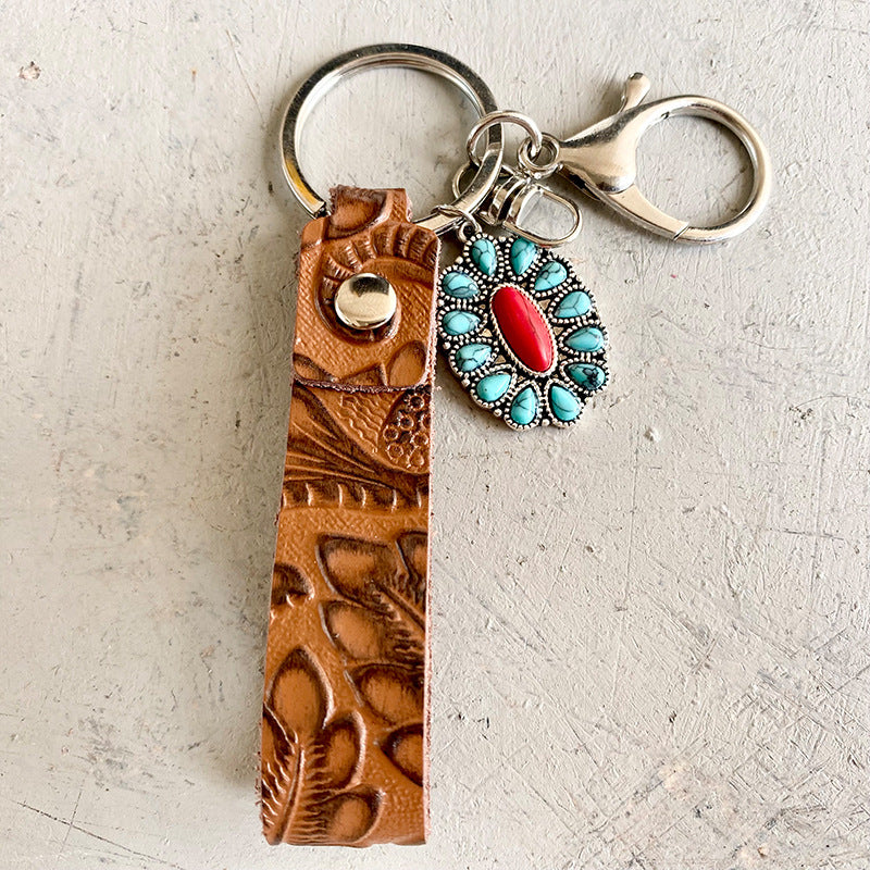 Turquoise Genuine Leather Key Chain - nailedmoms