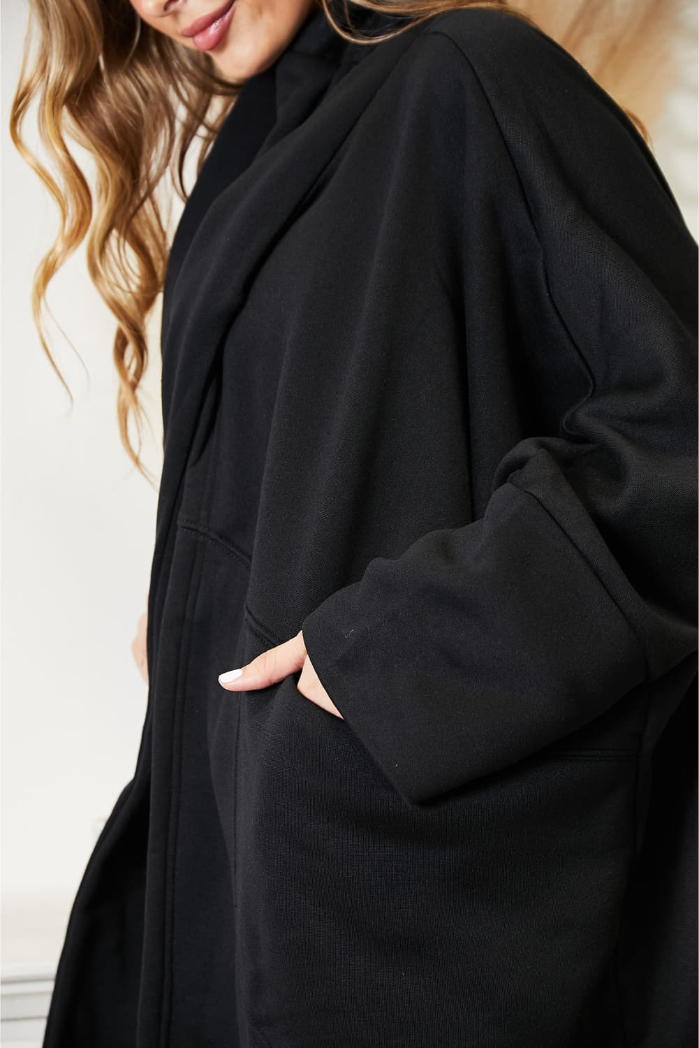 HEYSON Full Size Open Front Cardigan with Scarf Design - nailedmoms