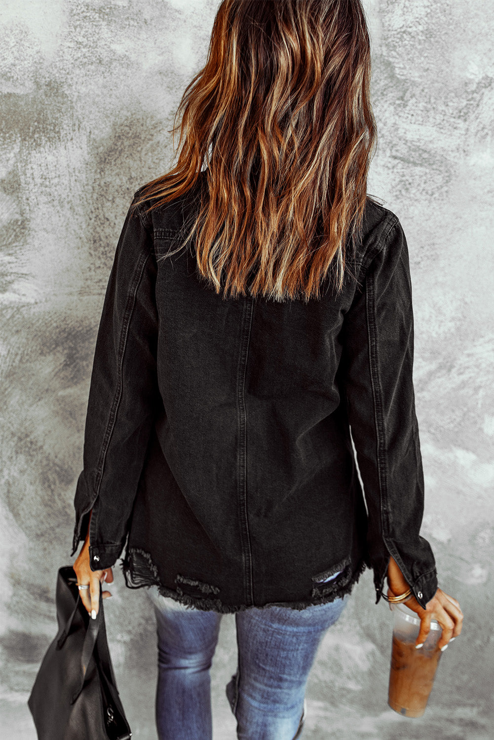Distressed Snap Down Denim Jacket - nailedmoms