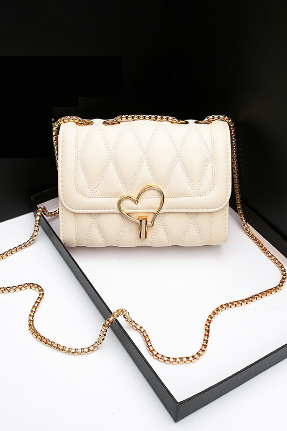 Heart Buckle PU Leather Crossbody Bag - nailedmoms