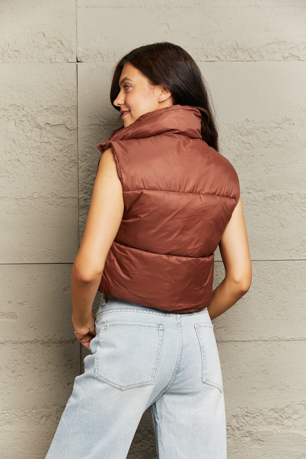 Zip-Up Drawstring Puffer Vest - nailedmoms
