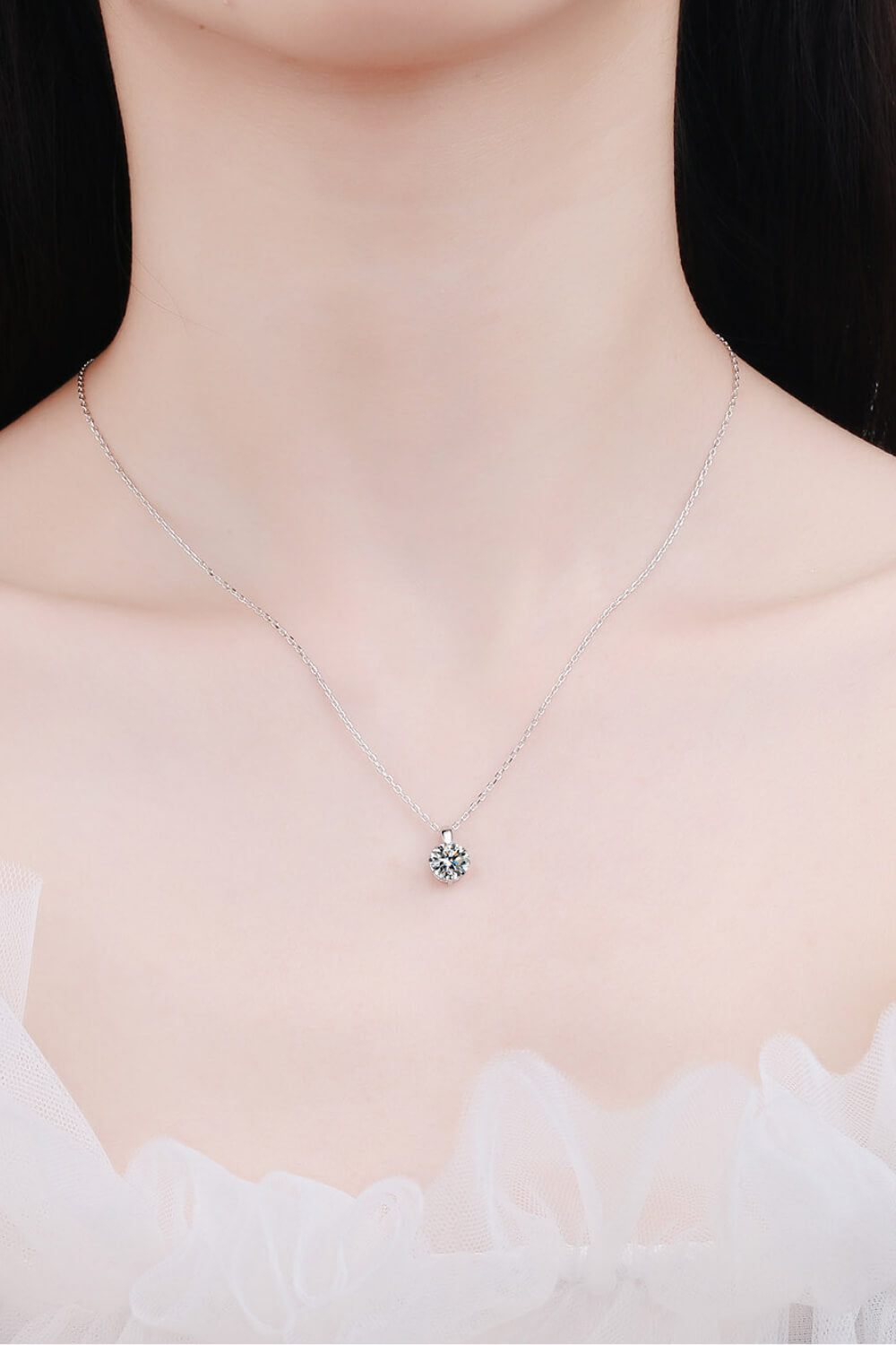 Minimalist 925 Sterling Silver Moissanite Pendant Necklace - nailedmoms