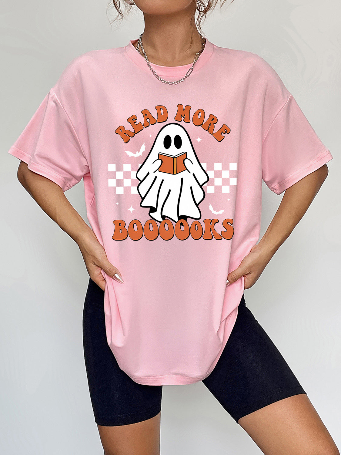Round Neck Short Sleeve Ghost Graphic T-Shirt - nailedmoms