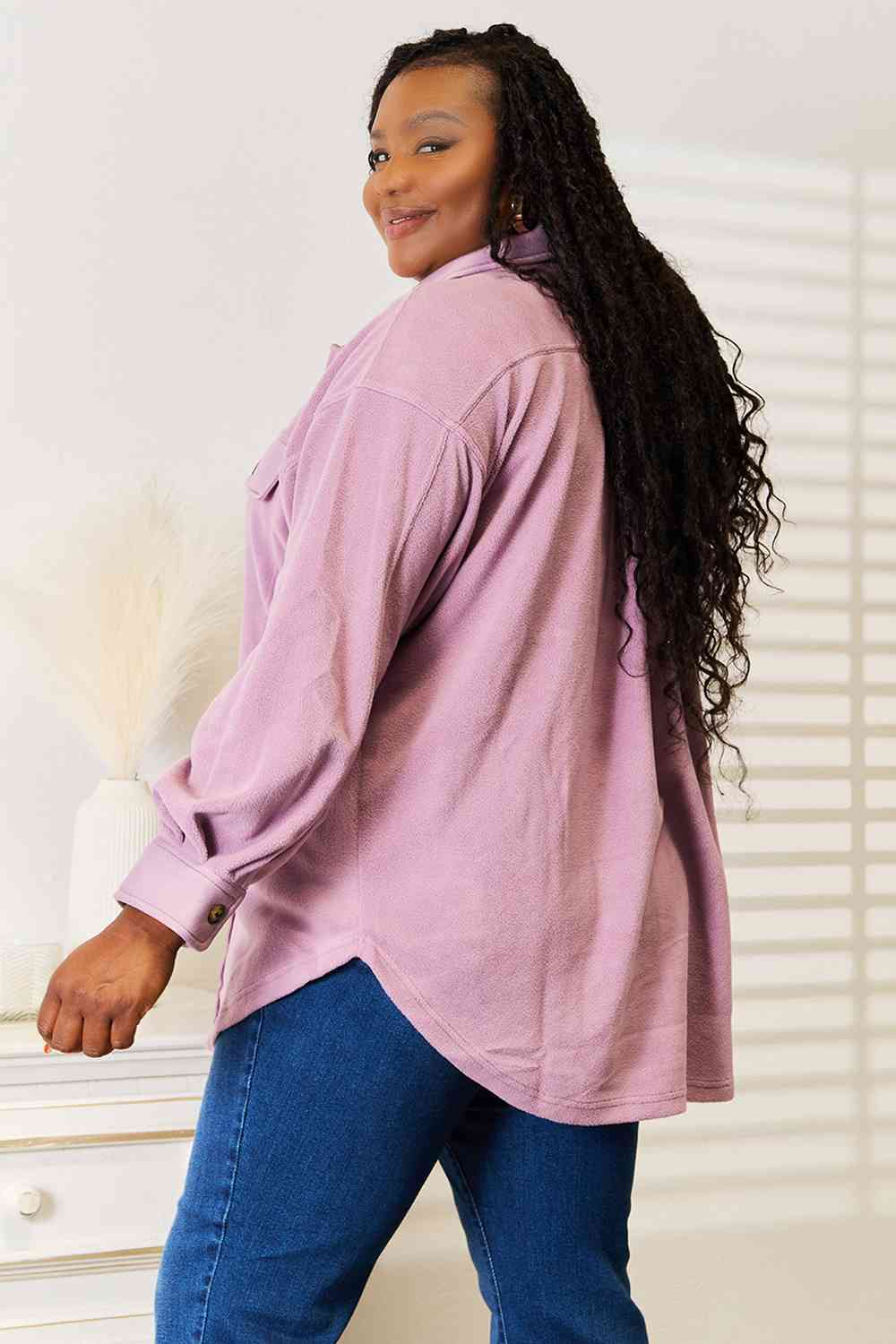 Heimish Cozy Girl Full Size Button Down Shacket - nailedmoms