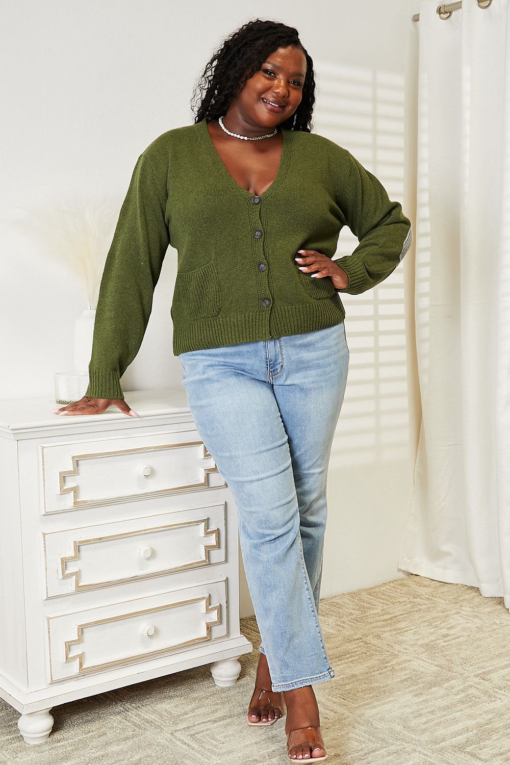 Heimish Full Size Long Sleeve V Neck Button Down Cardigan - nailedmoms