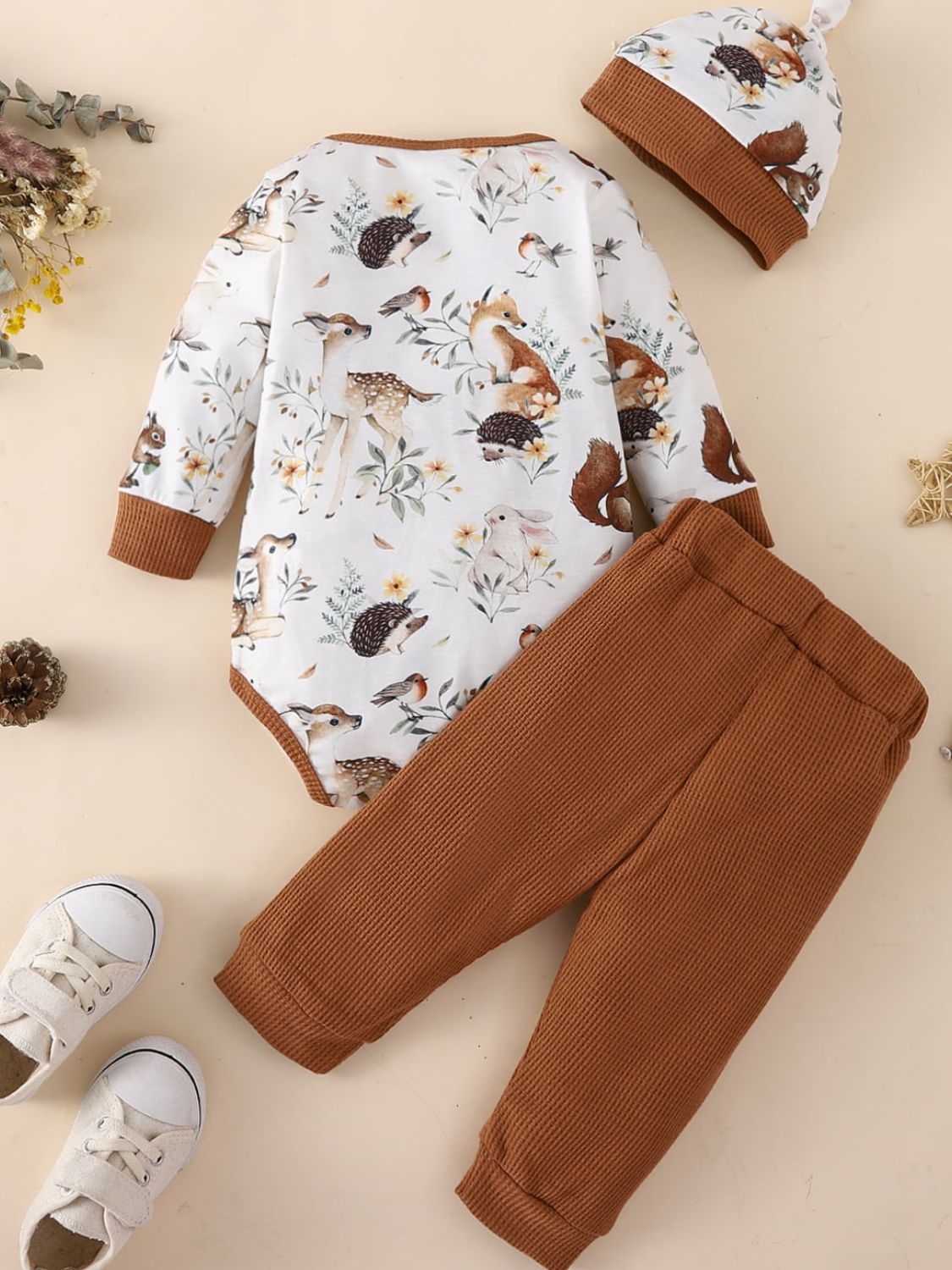 Baby Printed Bodysuit and Waffle-Knit Joggers Set - nailedmoms