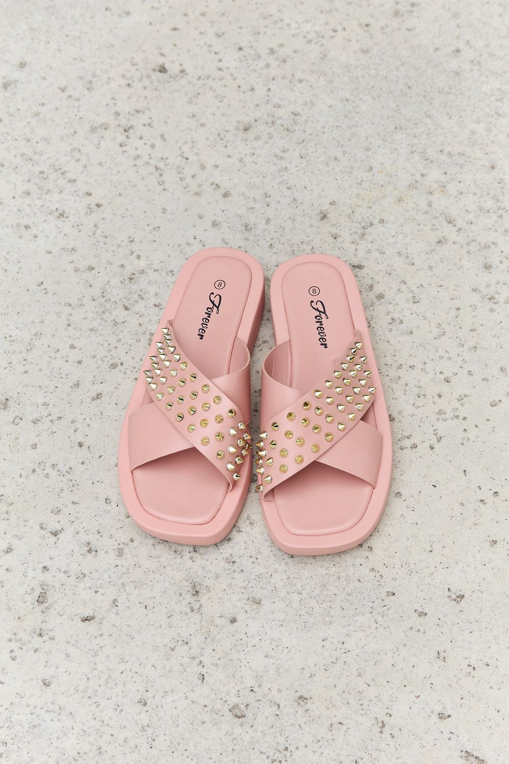 Forever Link Studded Cross Strap Sandals in Blush - nailedmoms