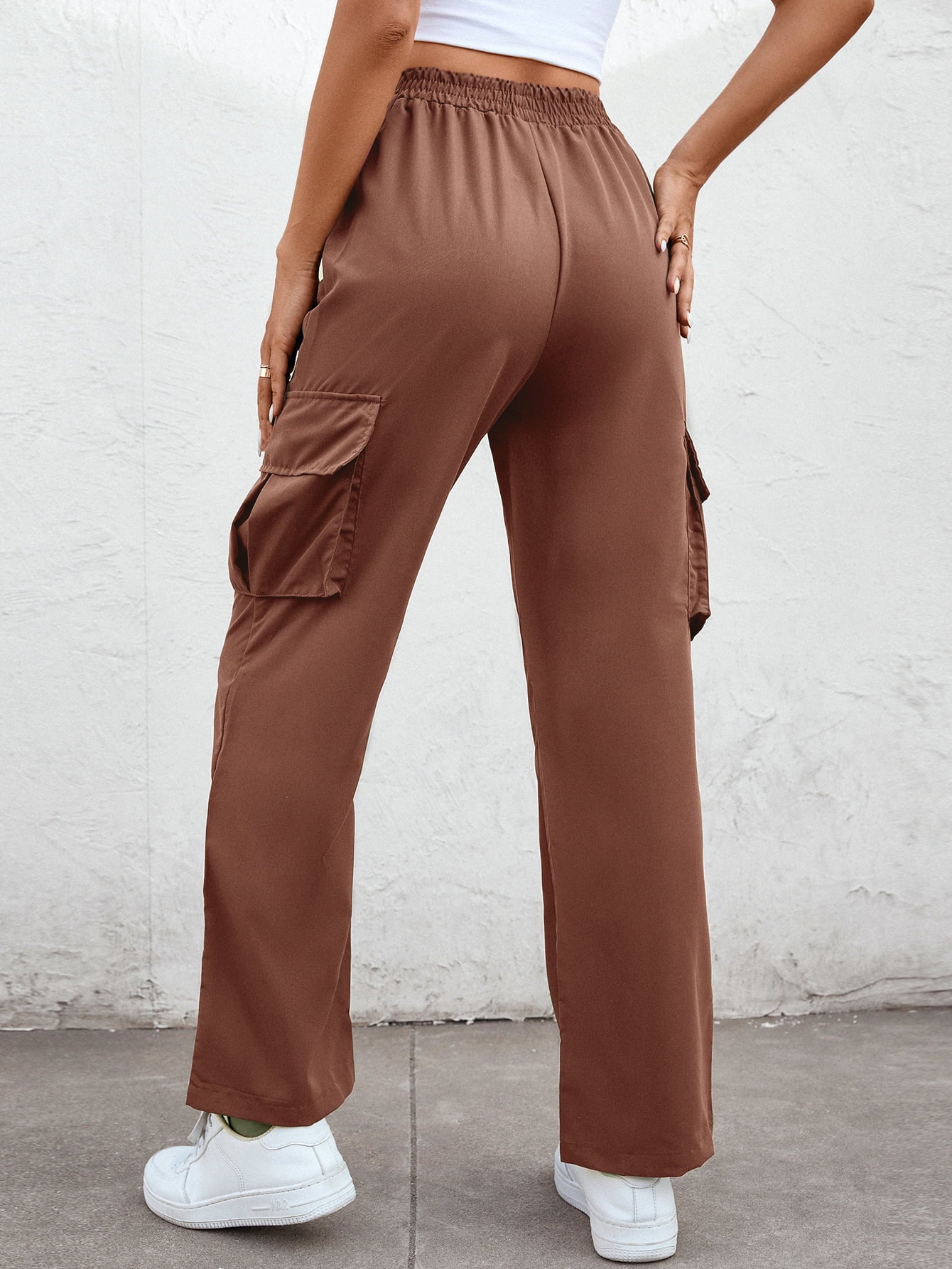Elastic Waist Straight Leg Cargo Pants - nailedmoms