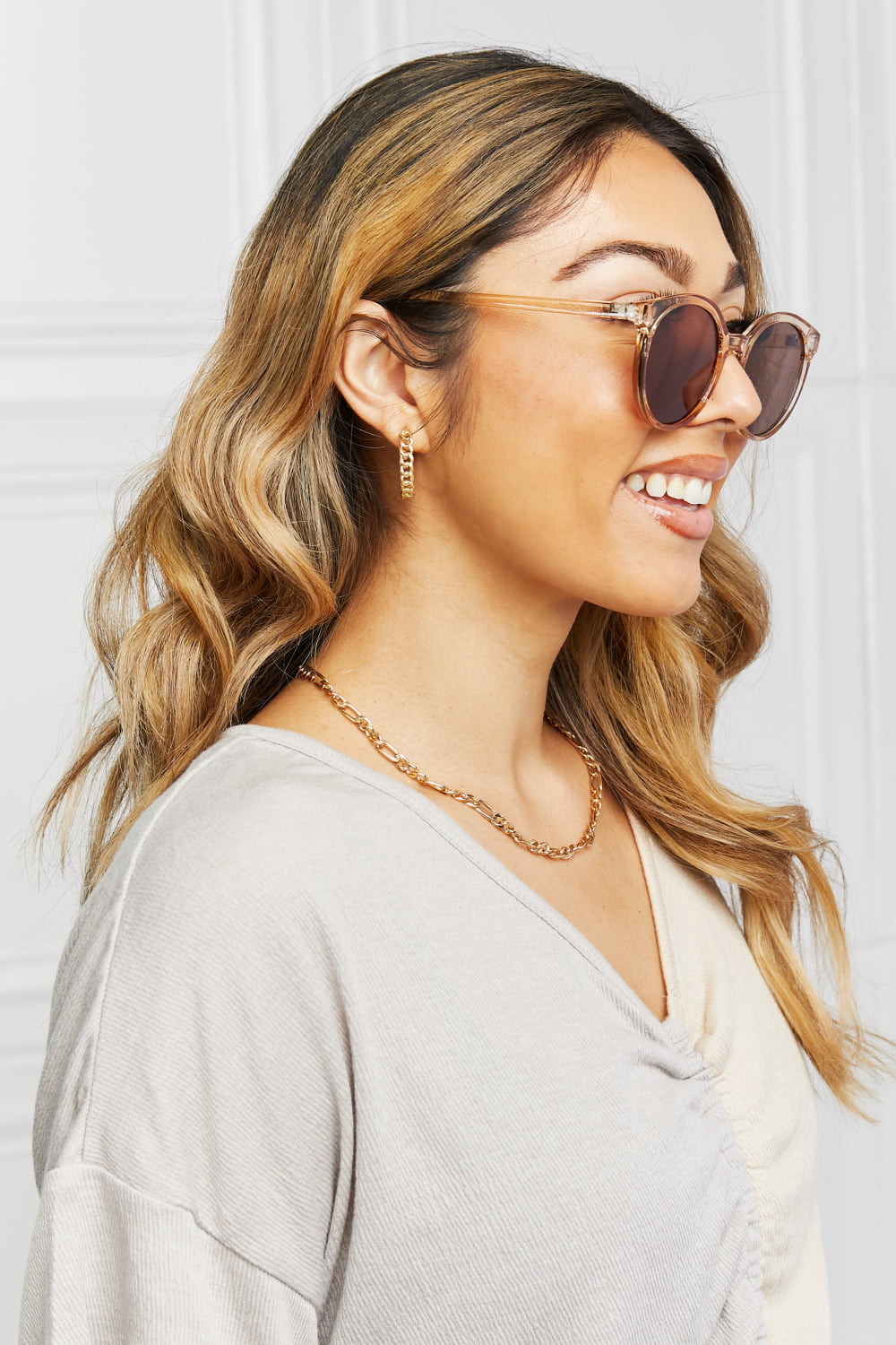 Round Full Rim Polycarbonate Frame Sunglasses - nailedmoms