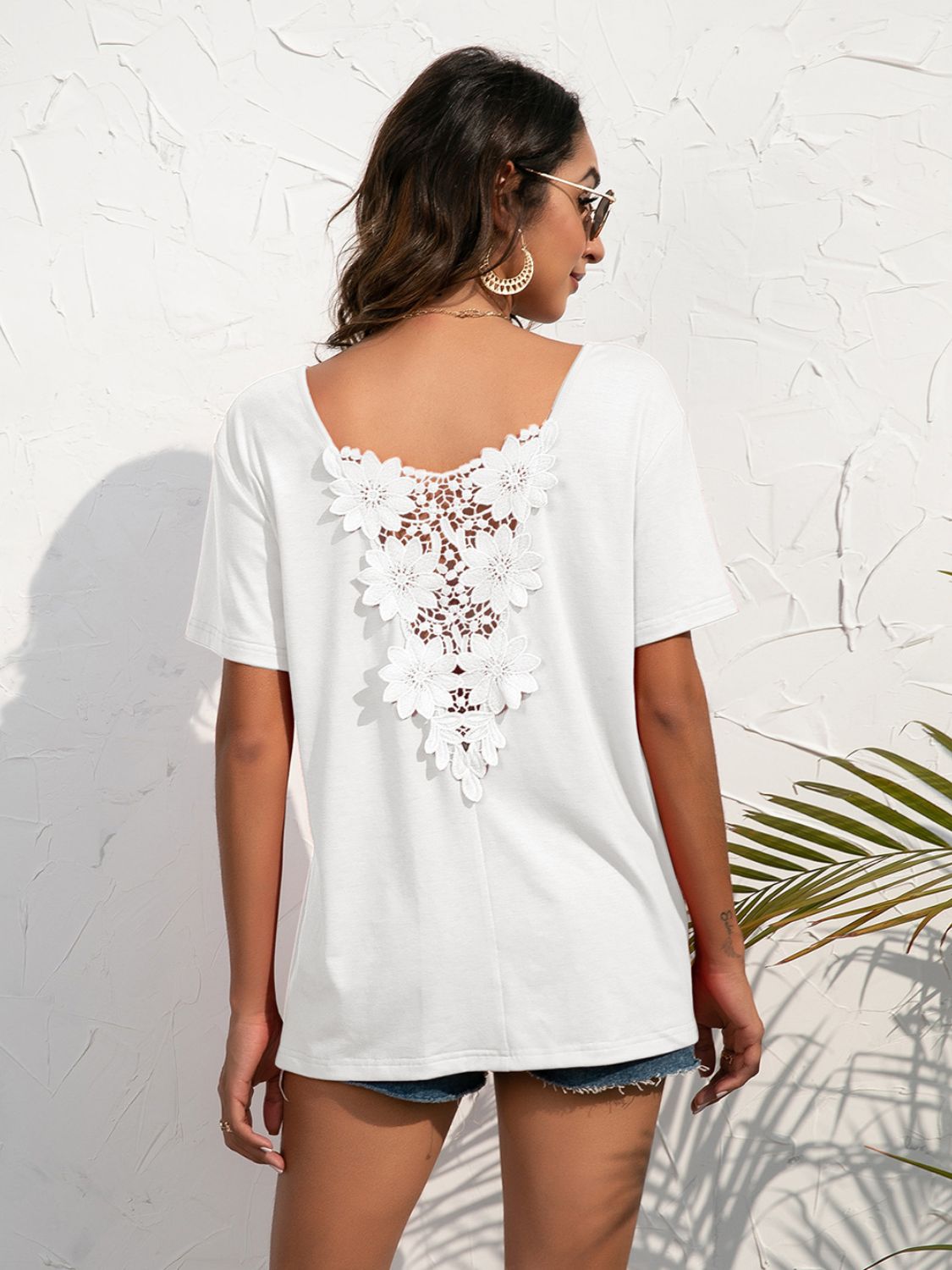 Lace Trim Short Sleeve Top - nailedmoms