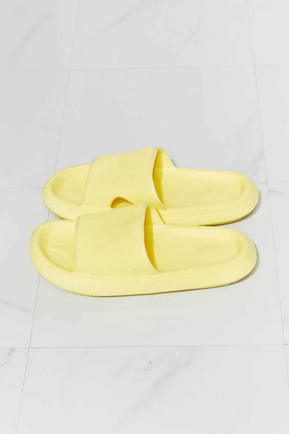 MMShoes Arms Around Me Open Toe Slide in Yellow - nailedmoms