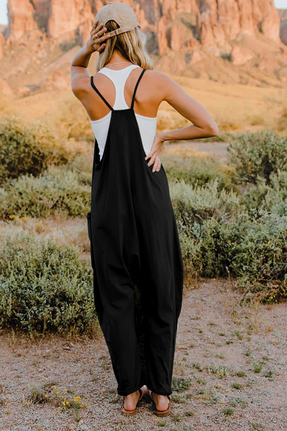 Double Take  V-Neck Sleeveless Jumpsuit with Pocket - nailedmoms