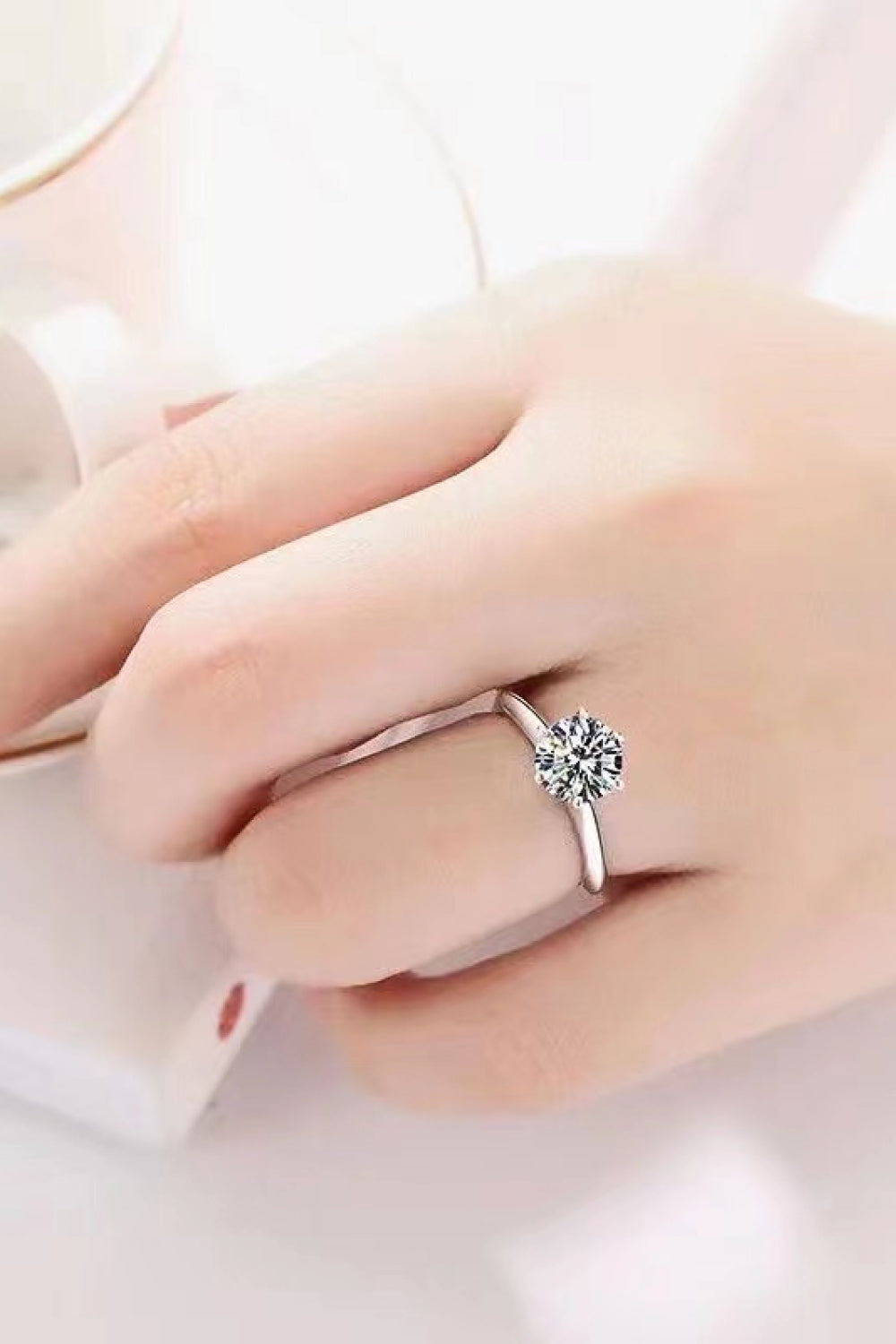 925 Sterling Silver 3 Carat Moissanite 6-Prong Ring - nailedmoms