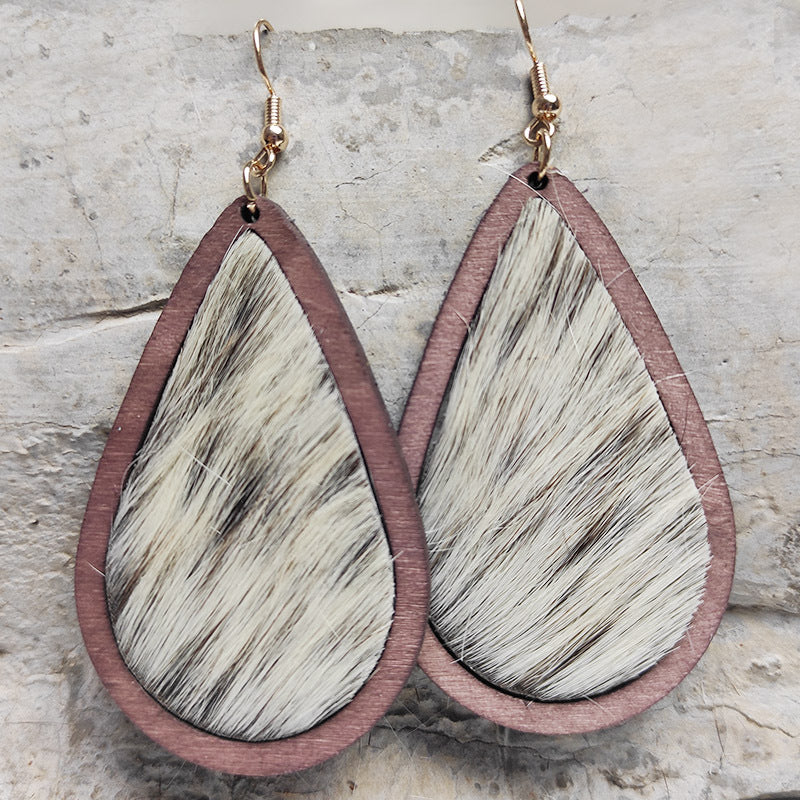 Teardrop Shape Wooden Dangle Earrings - nailedmoms