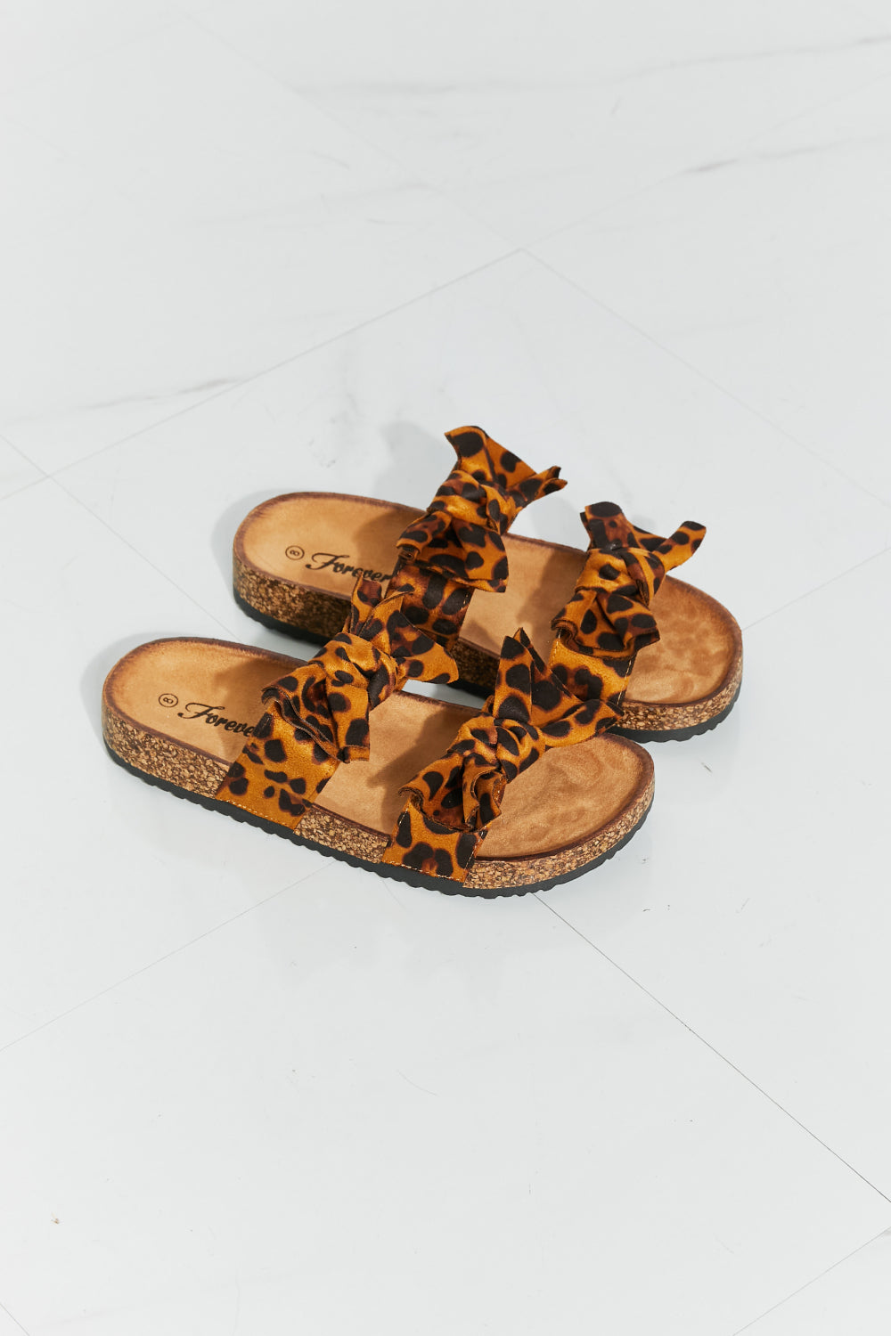 Forever Link Fiercely Feminine Leopard Bow Slide Sandals - nailedmoms