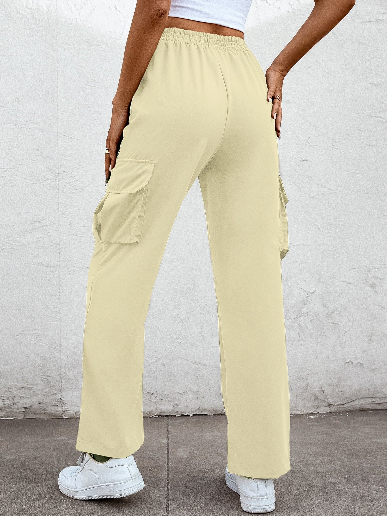Elastic Waist Straight Leg Cargo Pants - nailedmoms