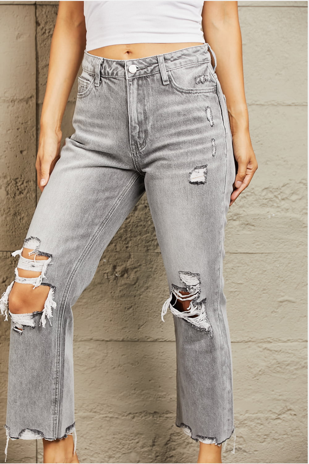 BAYEAS High Waisted Cropped Straight Jeans - nailedmoms