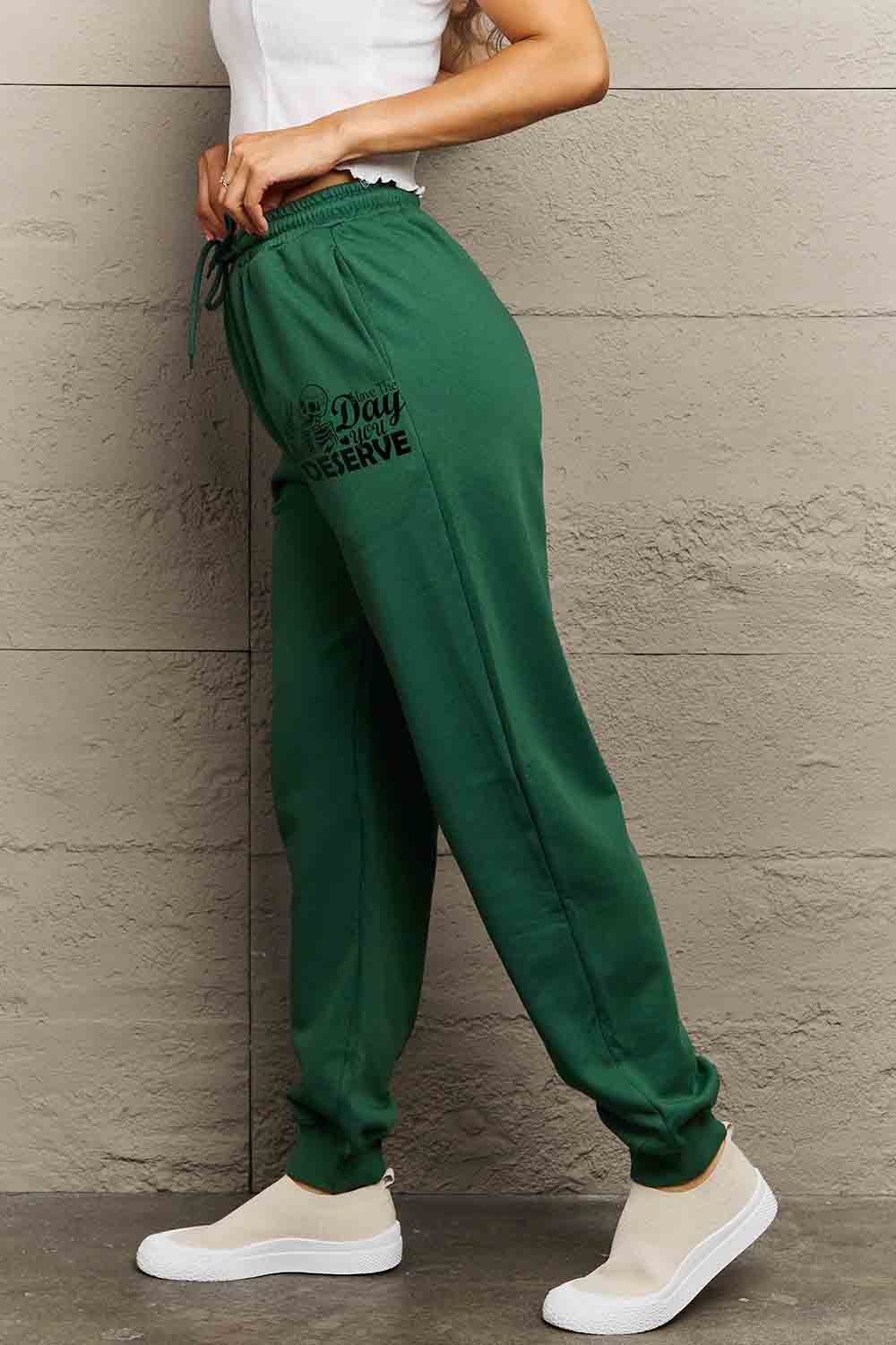Simply Love Full Size HAVE THE DAY YOU DESERVE Graphic Sweatpants - nailedmoms