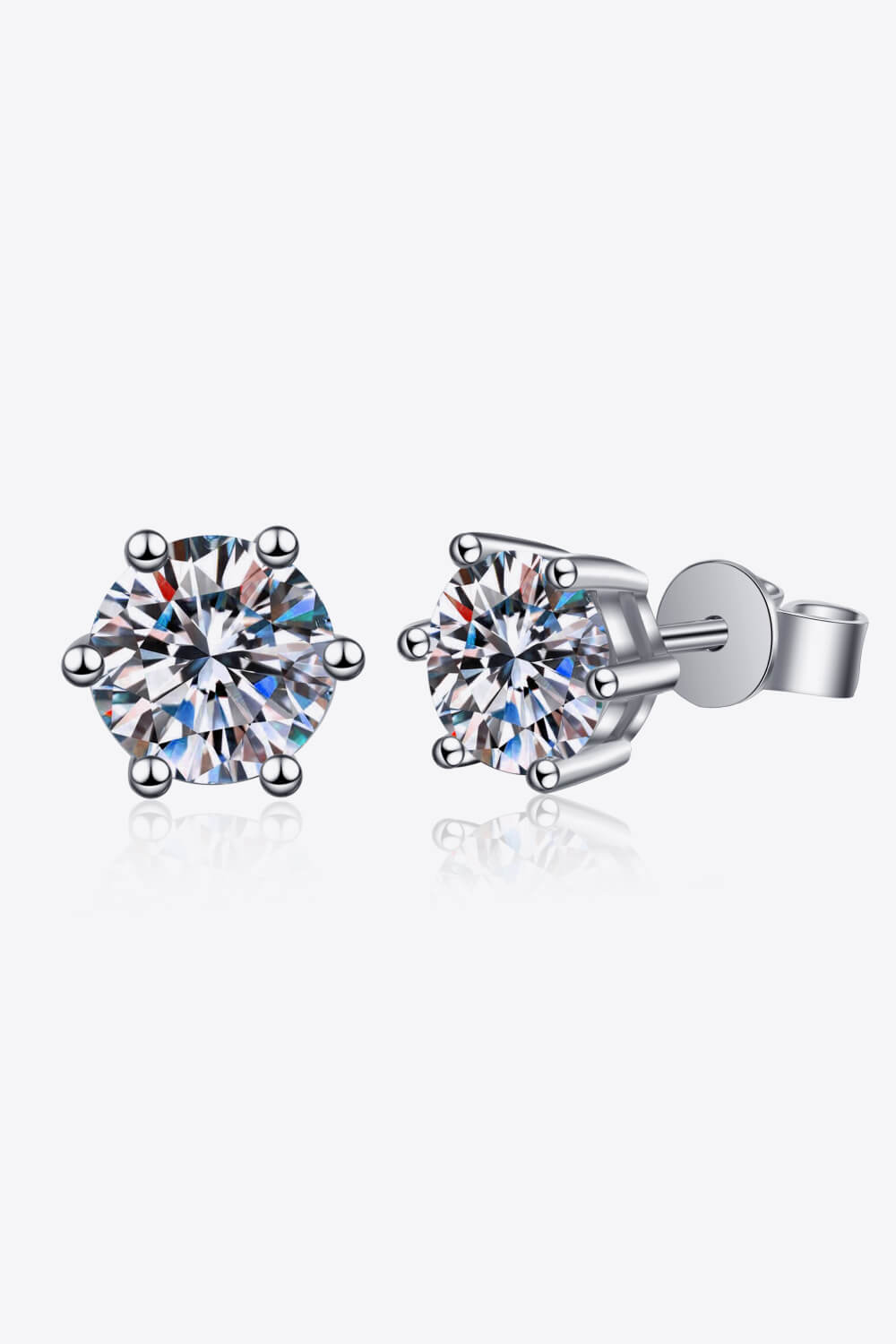 925 Sterling Silver 6-Prong 2 Carat Moissanite Stud Earrings - nailedmoms