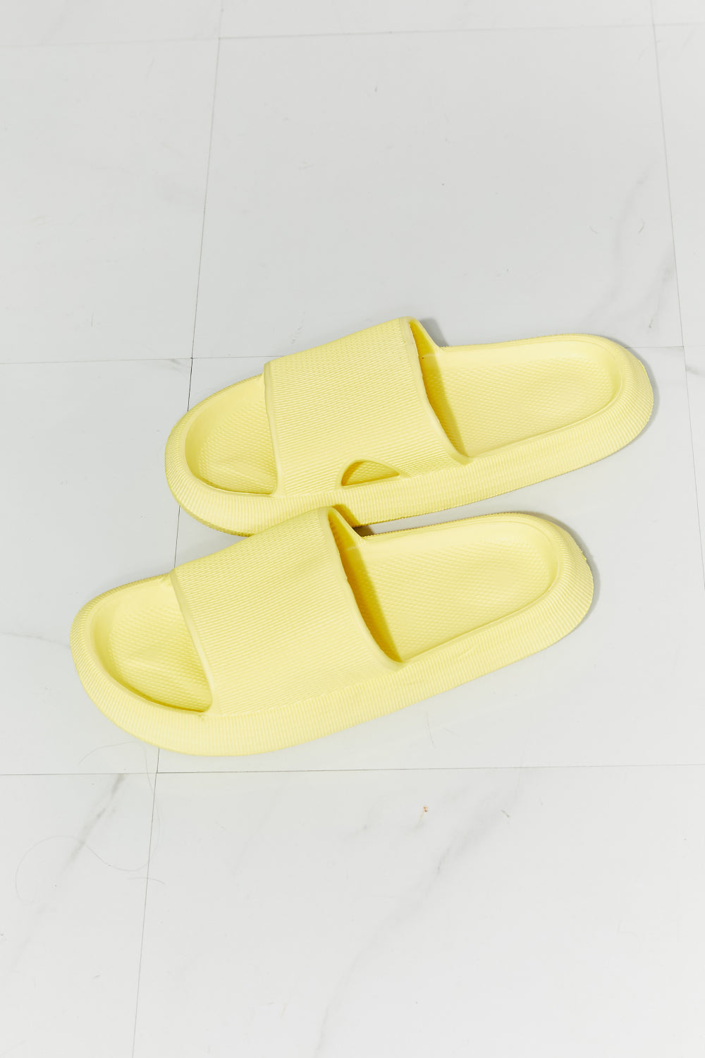 MMShoes Arms Around Me Open Toe Slide in Yellow - nailedmoms