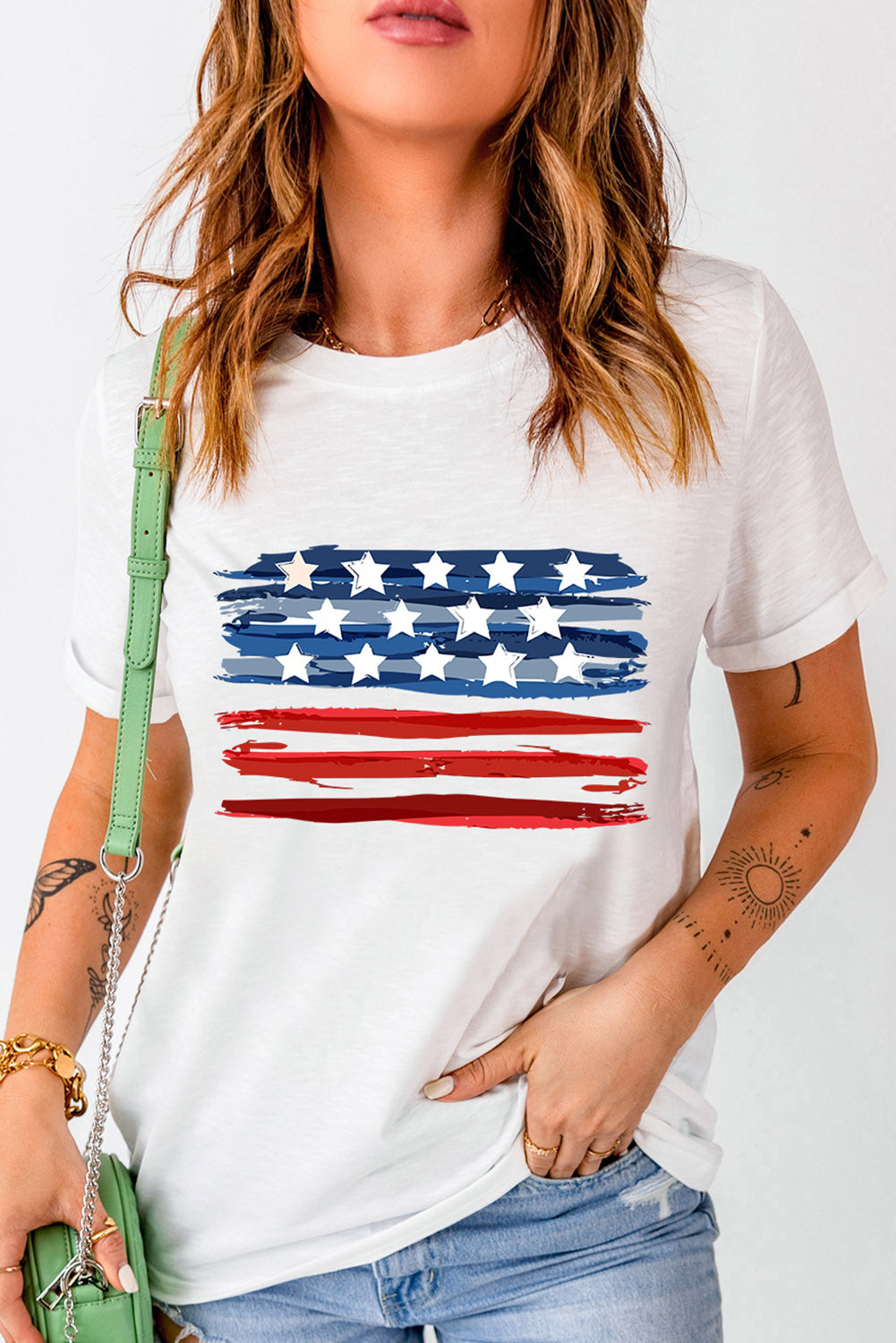 US Flag Graphic Round Neck Tee - nailedmoms