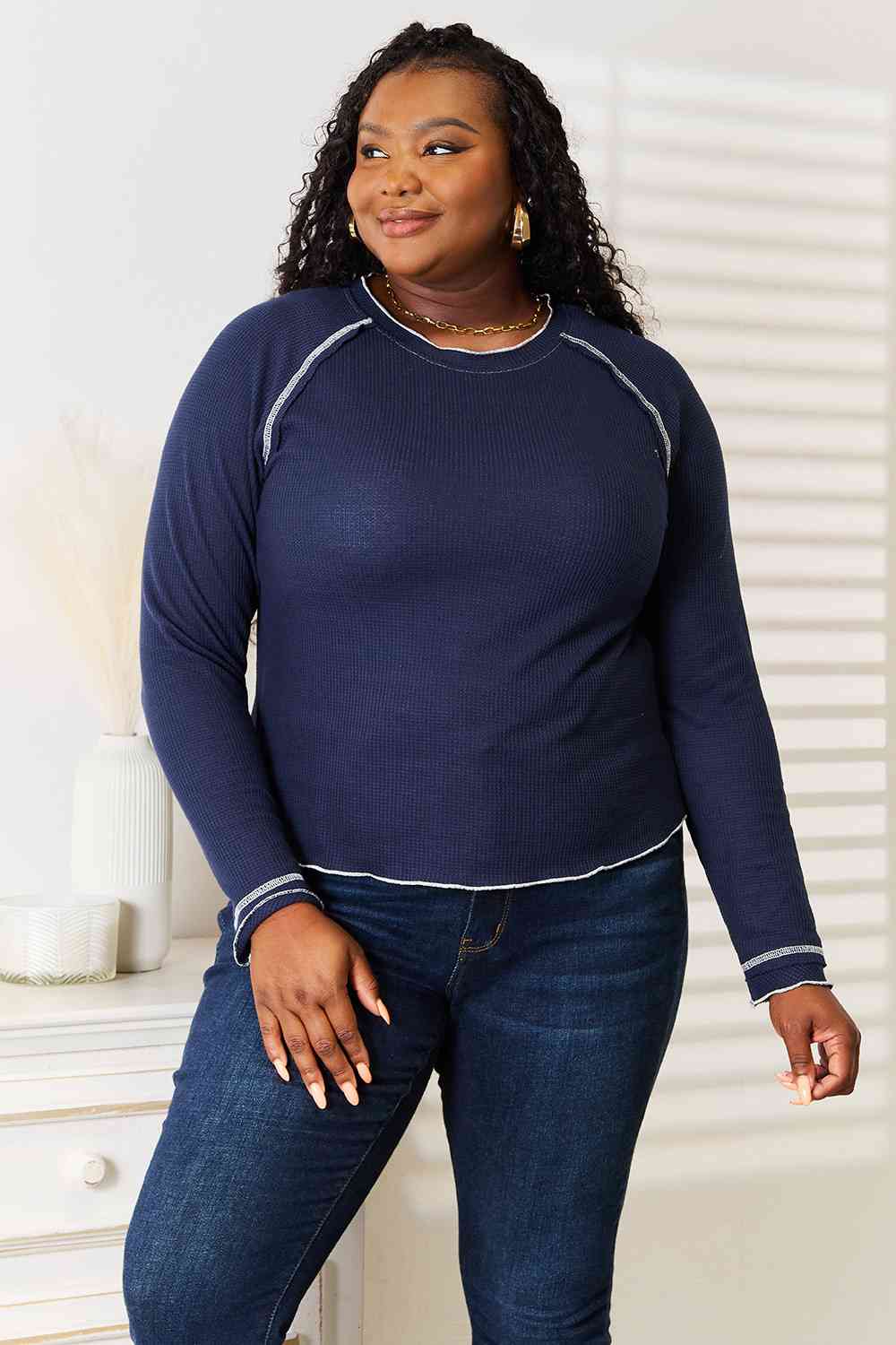 Basic Bae Long Raglan Sleeve Round Neck Top - nailedmoms