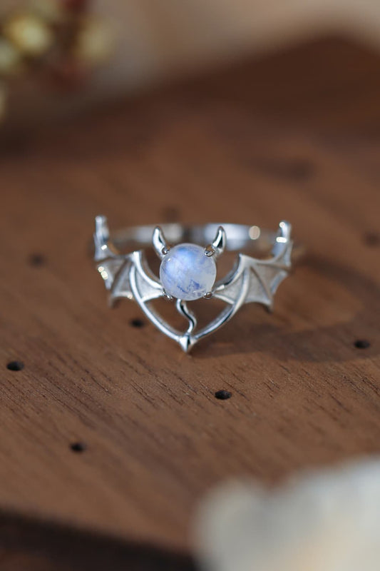 Moonstone Bat 925 Sterling Silver Ring - nailedmoms