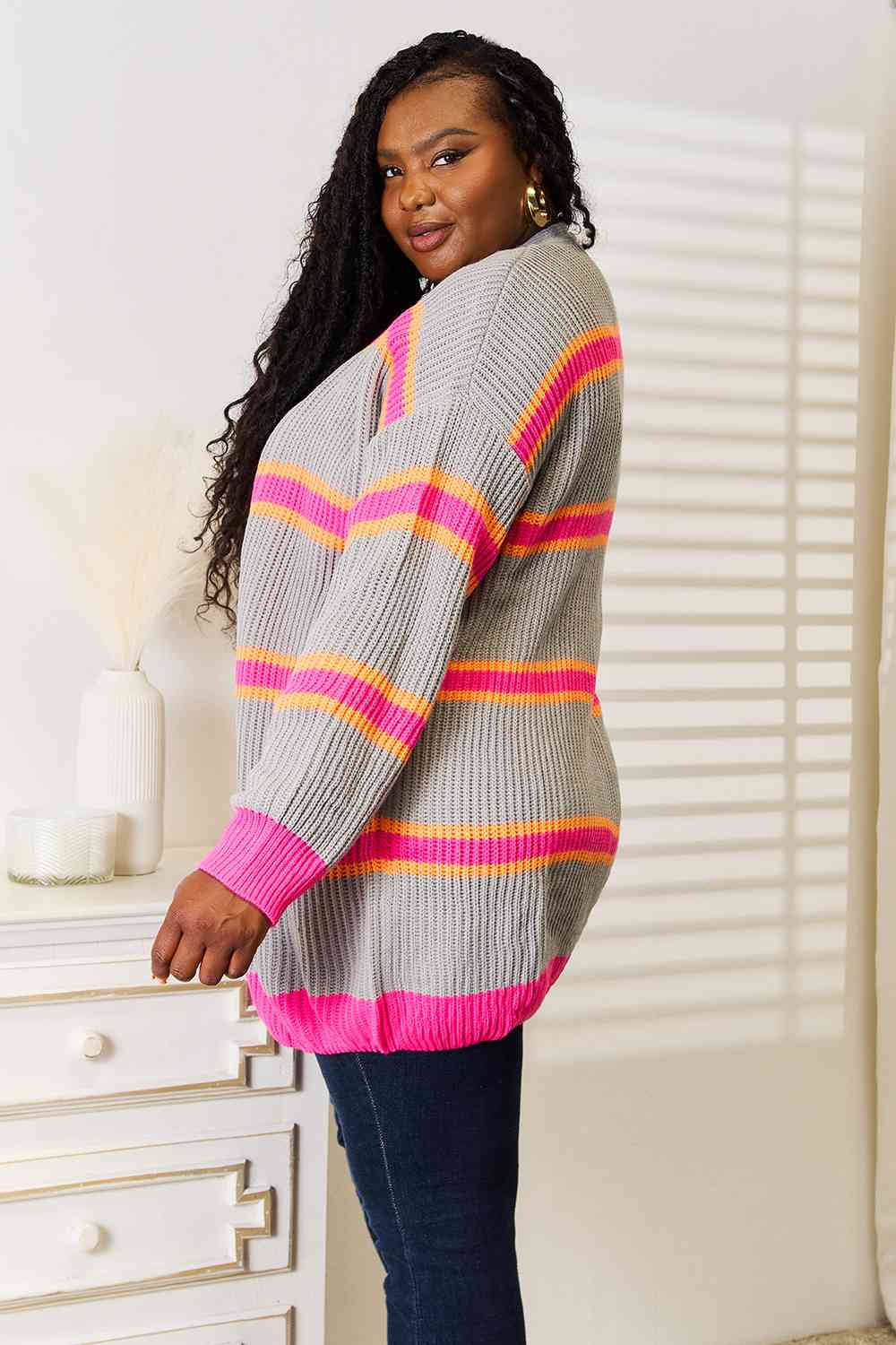 Woven Right Ribbed Long Sleeve Cardigan - nailedmoms