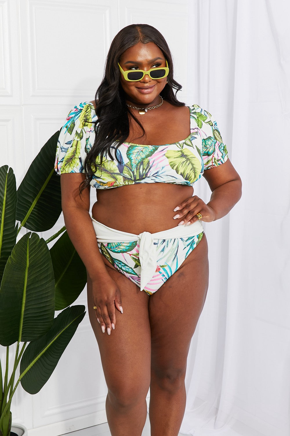Marina West Swim Vacay Ready Puff Sleeve Bikini in Floral - nailedmoms