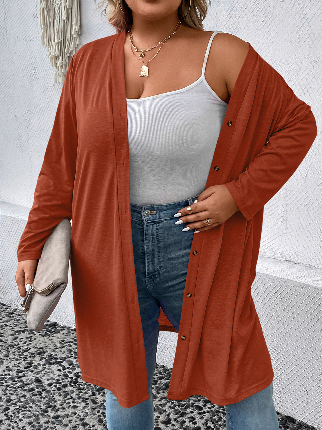 Plus Size Button Down Longline Cardigan - nailedmoms