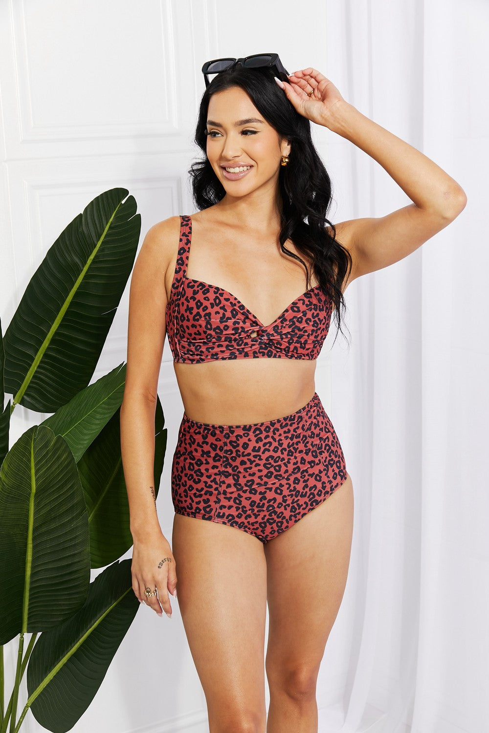 Marina West Swim Take A Dip Twist High-Rise Bikini in Ochre - nailedmoms