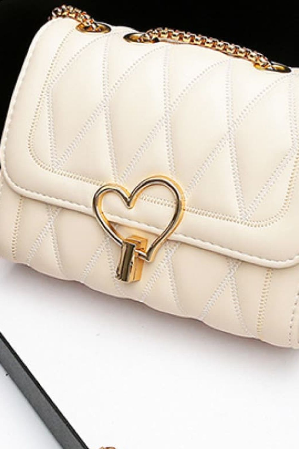 Heart Buckle PU Leather Crossbody Bag - nailedmoms