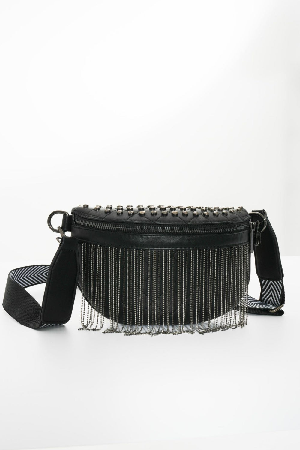 PU Leather Studded Sling Bag with Fringes - nailedmoms