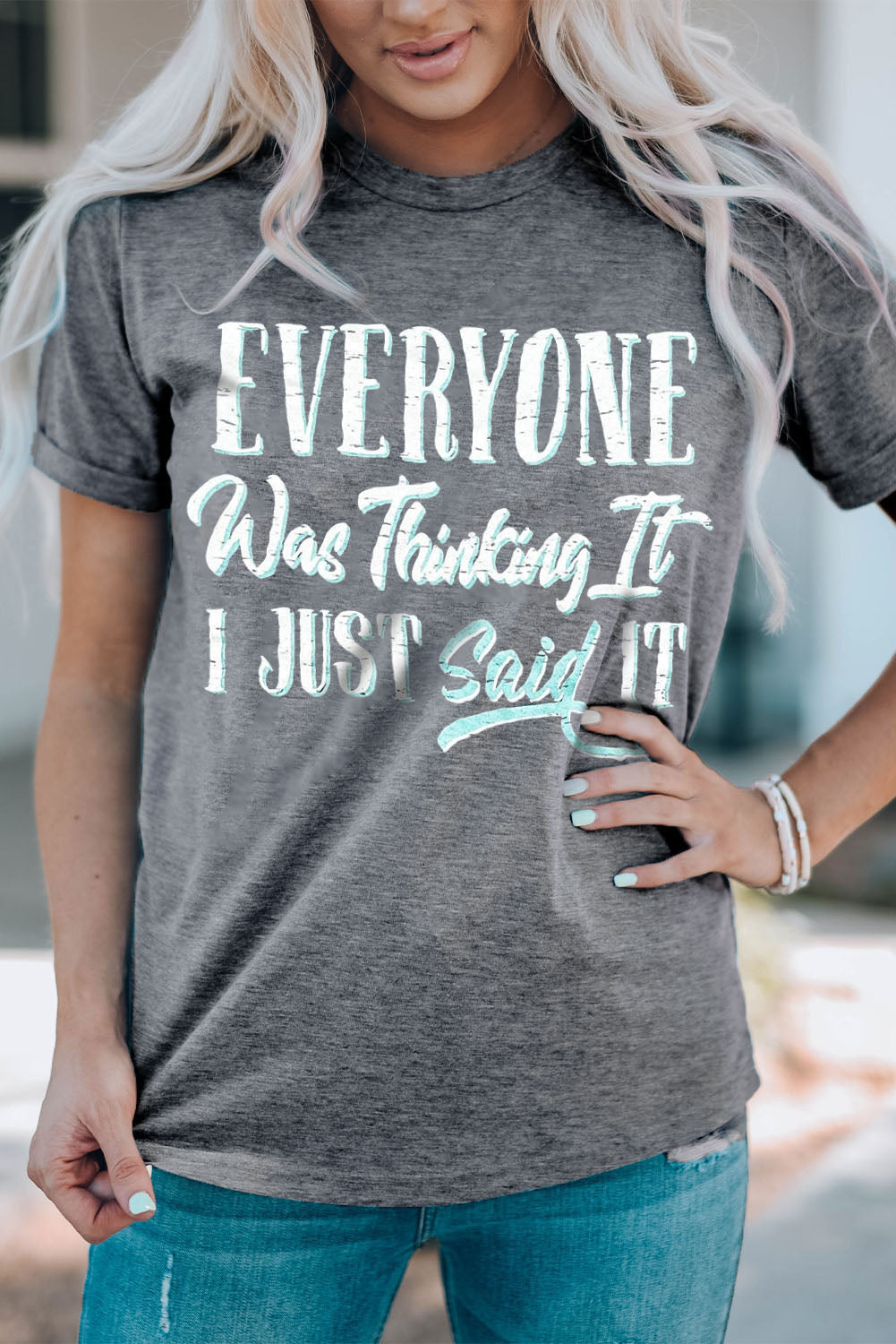 Slogan Graphic Short Sleeve Tee - nailedmoms