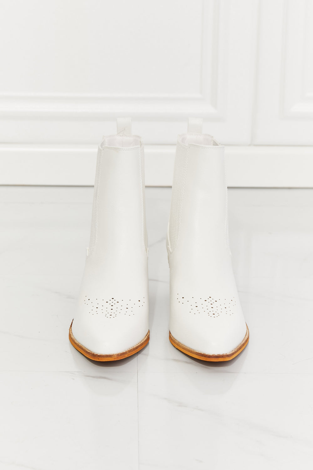 MMShoes Love the Journey Stacked Heel Chelsea Boot in White - nailedmoms
