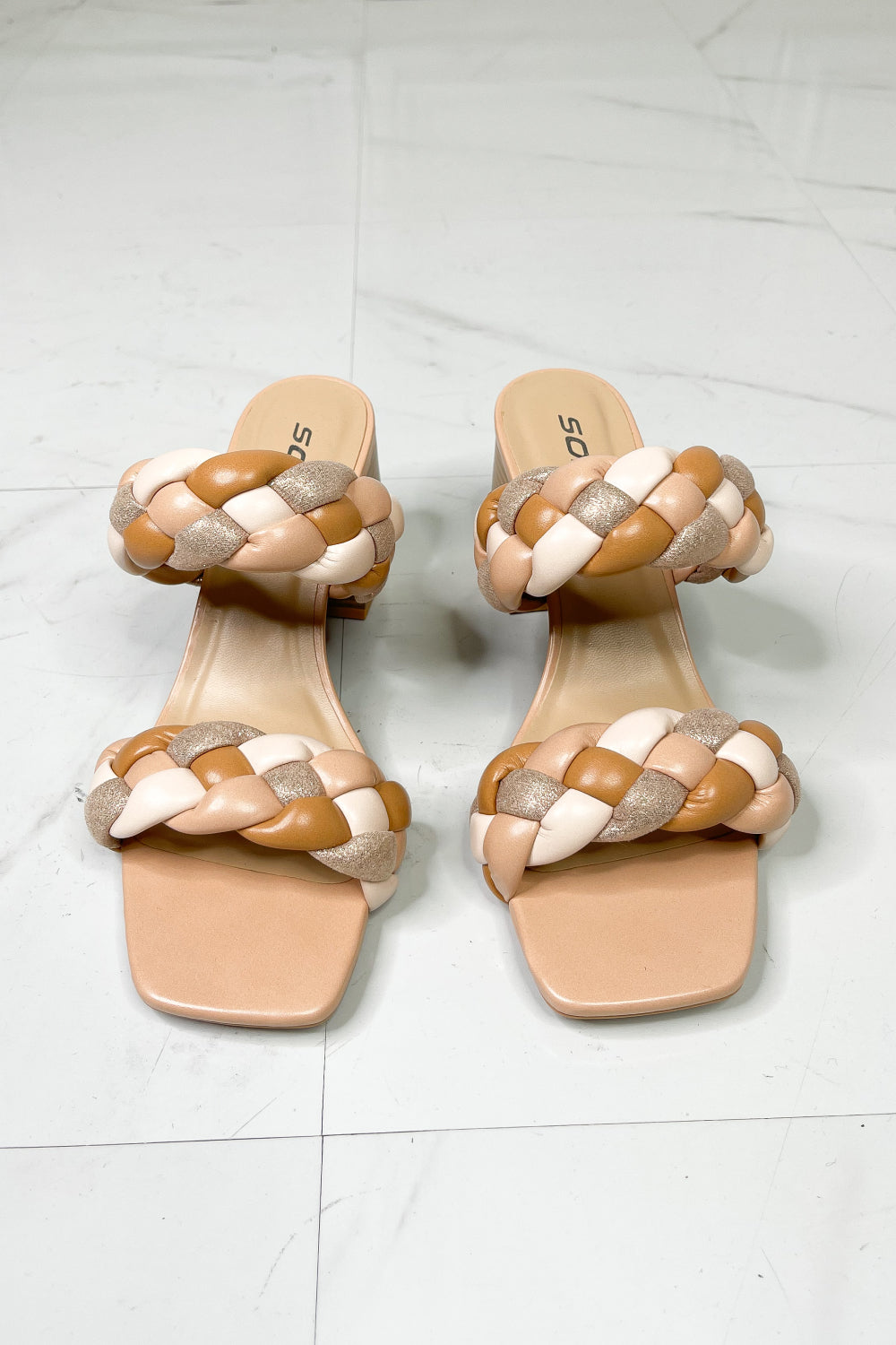 SODA Interwoven Ideas Braided Strap Block Heel Slide Sandal in Nude - nailedmoms