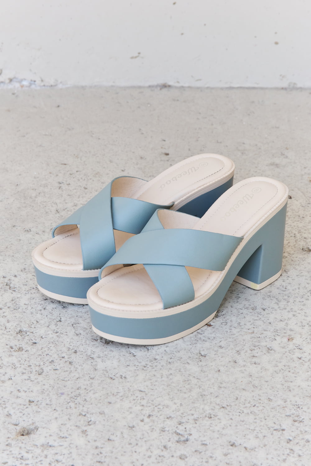 Weeboo Cherish The Moments Contrast Platform Sandals in Misty Blue - nailedmoms