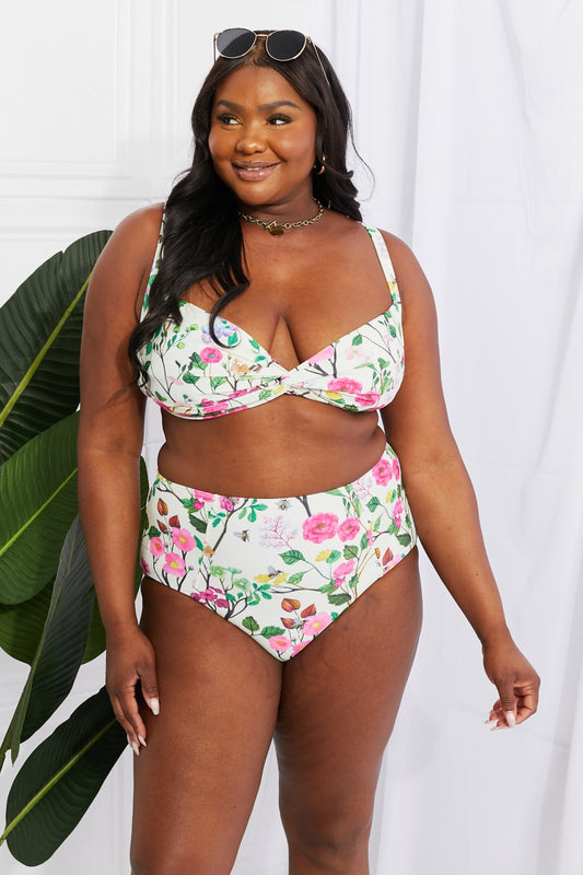 Marina West Swim Take A Dip Twist High-Rise Bikini in Cream - nailedmoms