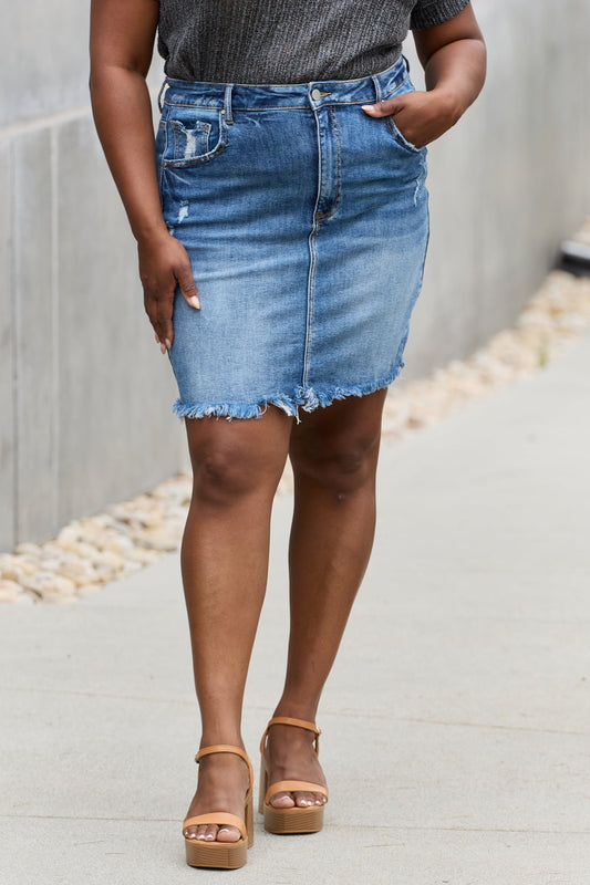 RISEN Amelia Full Size Denim Mini Skirt - nailedmoms
