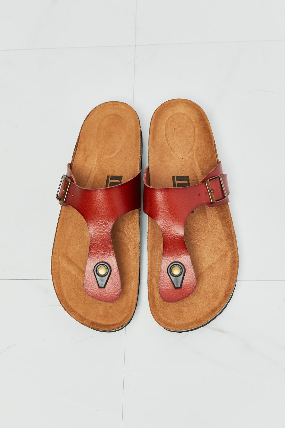 MMShoes Drift Away T-Strap Flip-Flop in Red - nailedmoms