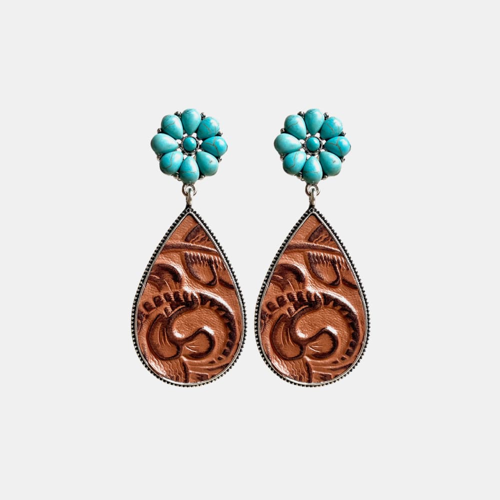 Turquoise Flower Teardrop Earrings - nailedmoms