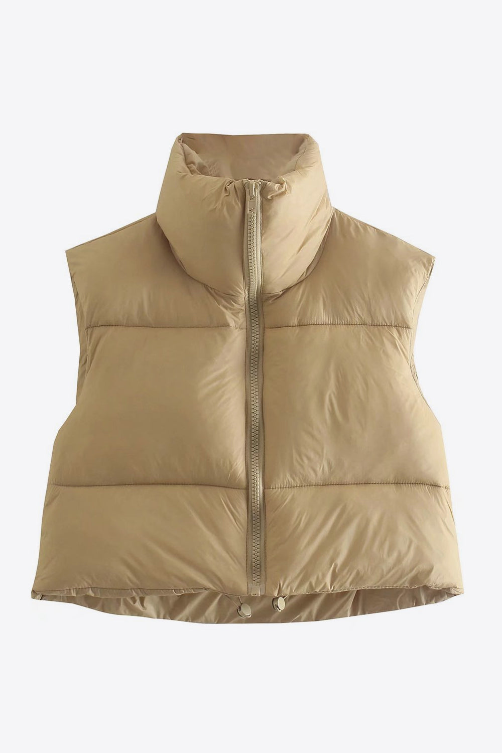 Zip-Up Drawstring Puffer Vest - nailedmoms