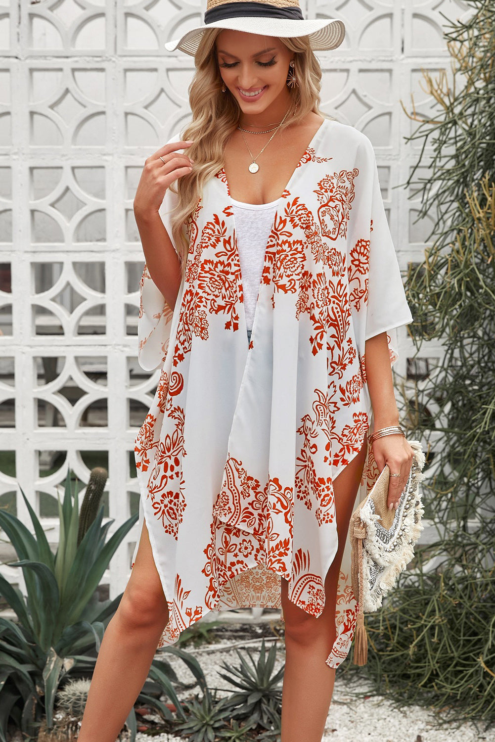 Floral Side Slit Cover Up - nailedmoms