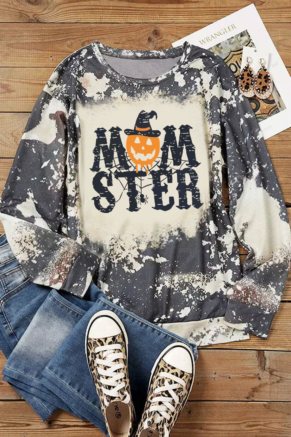 Round Neck Long Sleeve MOMSTER Graphic Sweatshirt - nailedmoms