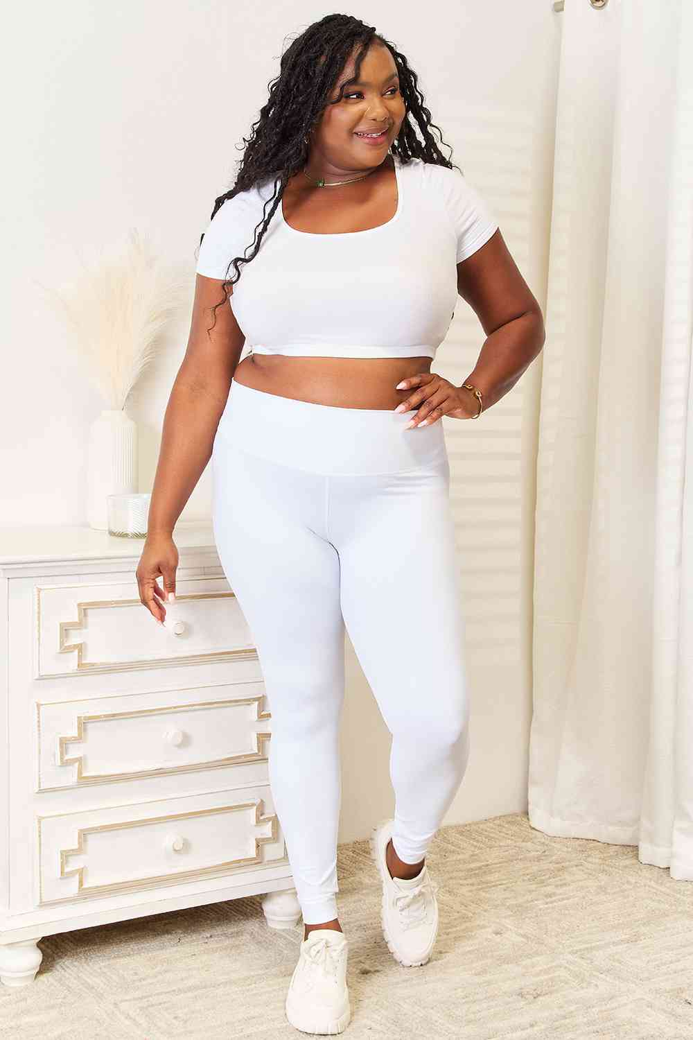 Double Take Wide Waistband Sports Leggings - nailedmoms