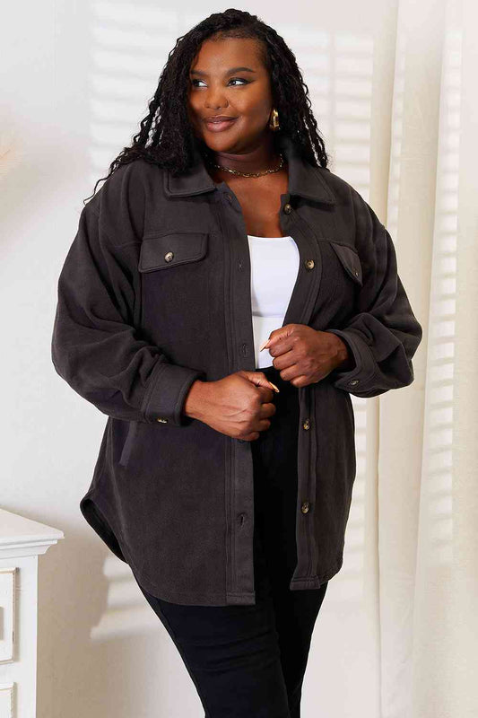 Heimish Cozy Girl Full Size Button Down Shacket - nailedmoms