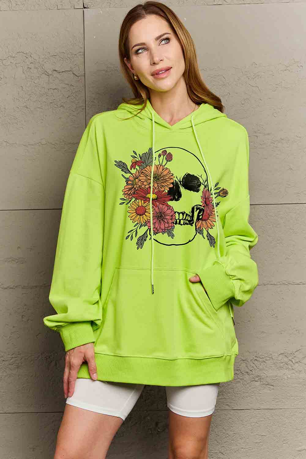 Simply Love Simply Love Full Size Floral Skull Graphic Hoodie - nailedmoms