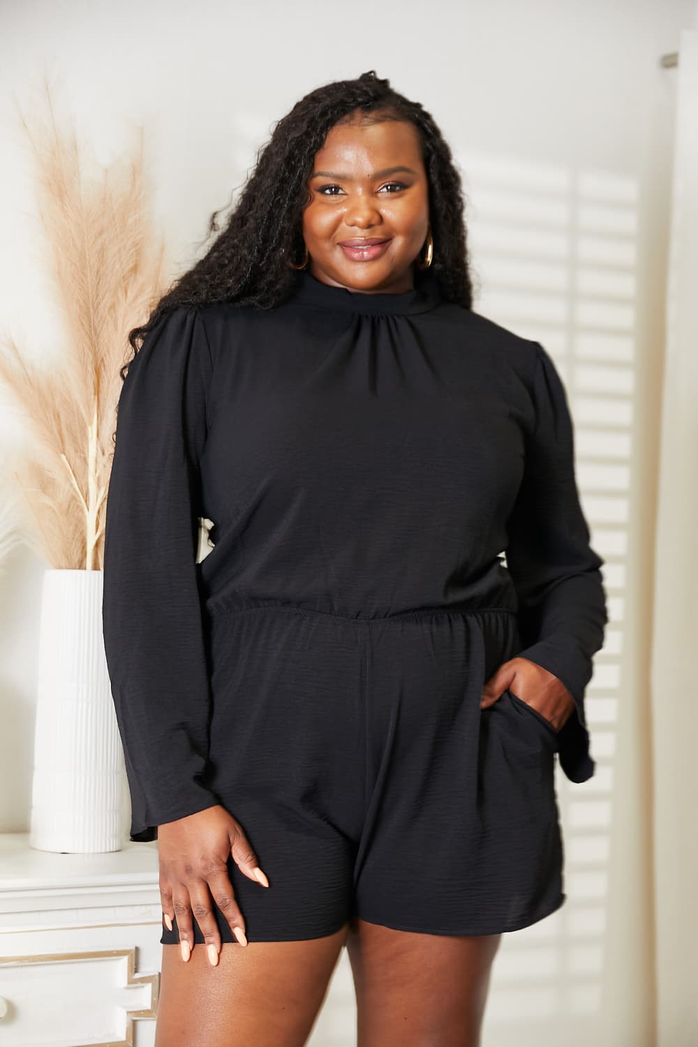 Culture Code Full Size Open Back Romper with Pockets - nailedmoms